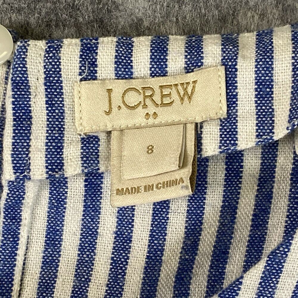 J. Crew Sleeveless Boxy Shirt Womens 8 Blue White Striped Preppy Southern - Picture 6 of 11
